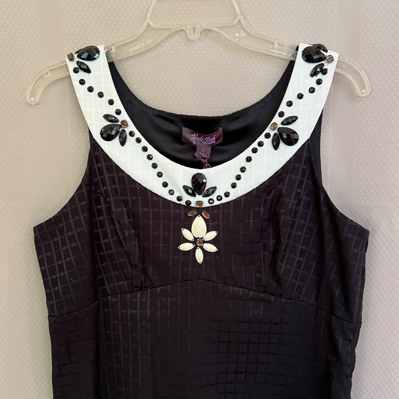 Hale Bob Beaded Color Blocking Dress Black/ White Sz L NWT - Picture 2 of 12